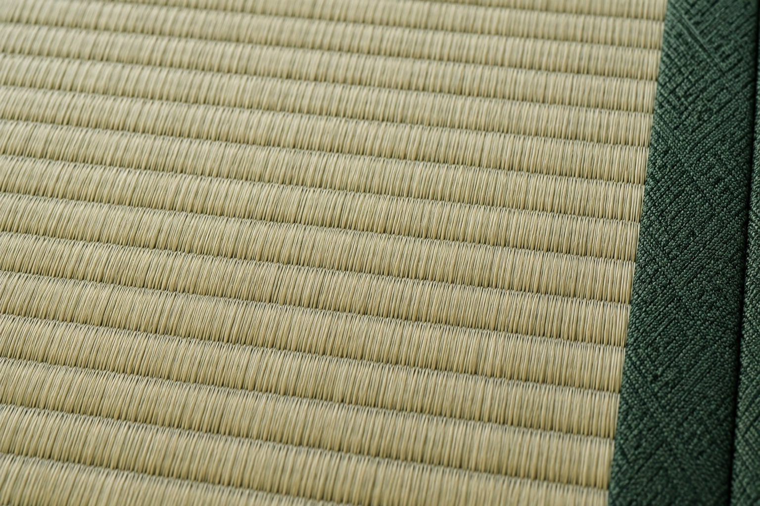 藺草を織り込んだ畳表と深緑の縁の質感を表したイメージ